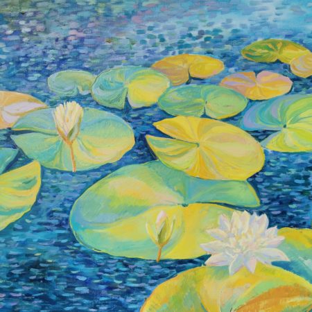 Bild "Seerosen". Öl auf Leinwand. 80x60 cm. "Water lilies". Oil on Canvas. 80x60 cm.