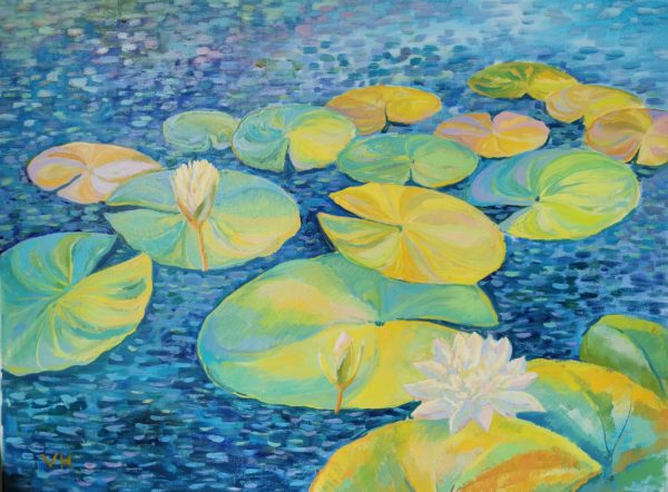 Bild "Seerosen". Öl auf Leinwand. 80x60 cm. "Water lilies". Oil on Canvas. 80x60 cm.