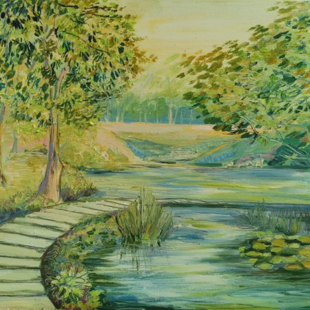 Bild "Gartenteich". Öl auf Leinwand. 60x80 cm. "The garden pond", oil on canvas, 60x80cm