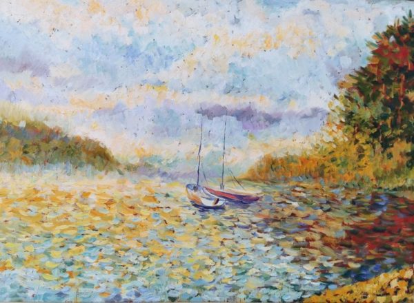 Bild "Boote". Öl auf Leinwand. 60x80 cm. "The boats", oil on canvas, 60x80 cm.